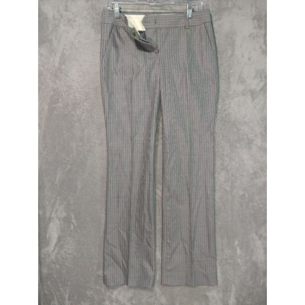 J Crew Dress Pants Womens 2 Gray Striped Loro Piana Wool Trouser Low Rise